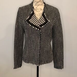 Eddie Bauer wool blend boucle tweed open jacket blazer 8